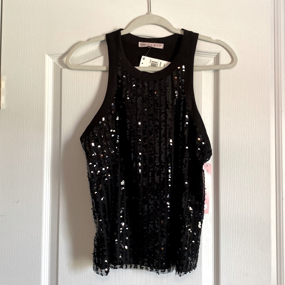 Sequin Crave Fame Tank top Size Large. NWT